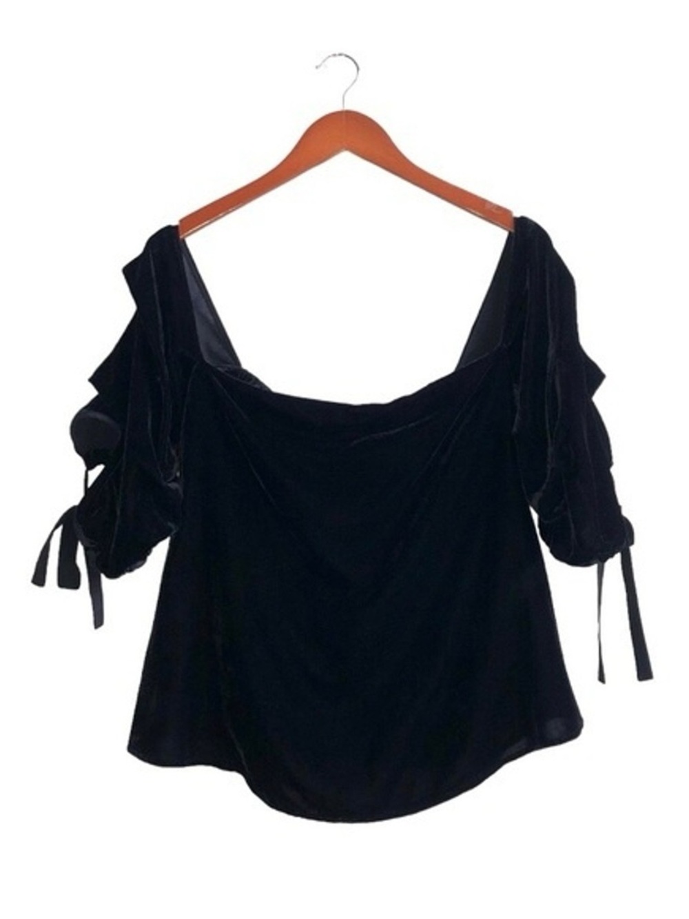 Club Monaco Black Silk Tie-Sleeve Blouse